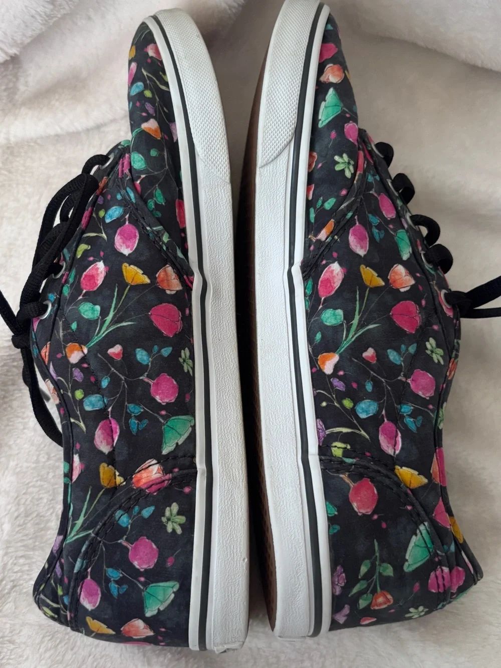 Vans Authentic Flora Print Floral Canvas Sneakers Womens 9.5 Black Multicolor